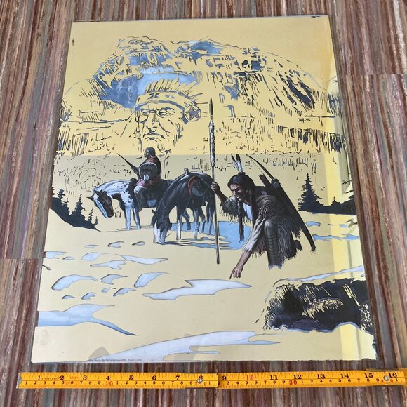 Indian Trackers in Snow Printed Mirror Art Print Vintage Native American AS-IS - Picture 1 of 10